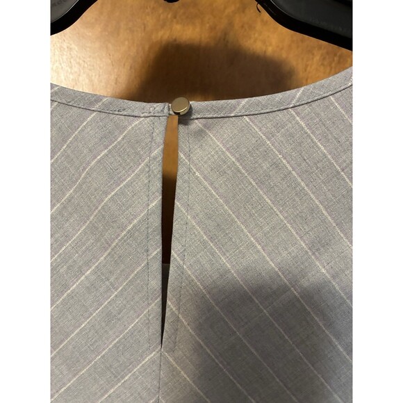 LIZ CLAIBORNE Spring Bouquet Sleeveless Belted Career Top XL Gray Purple Stripe - Picture 5 of 8